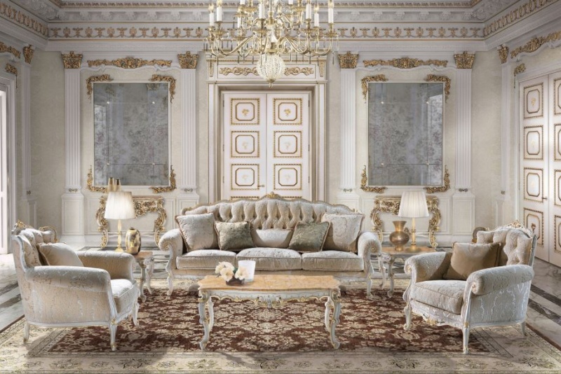 tấm trải giường trang thiết kế phòng khách phong cách baroque