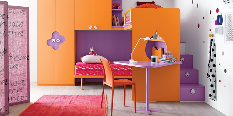 Màu sơn phòng ngủ đẹp cho con gái màu cam 2