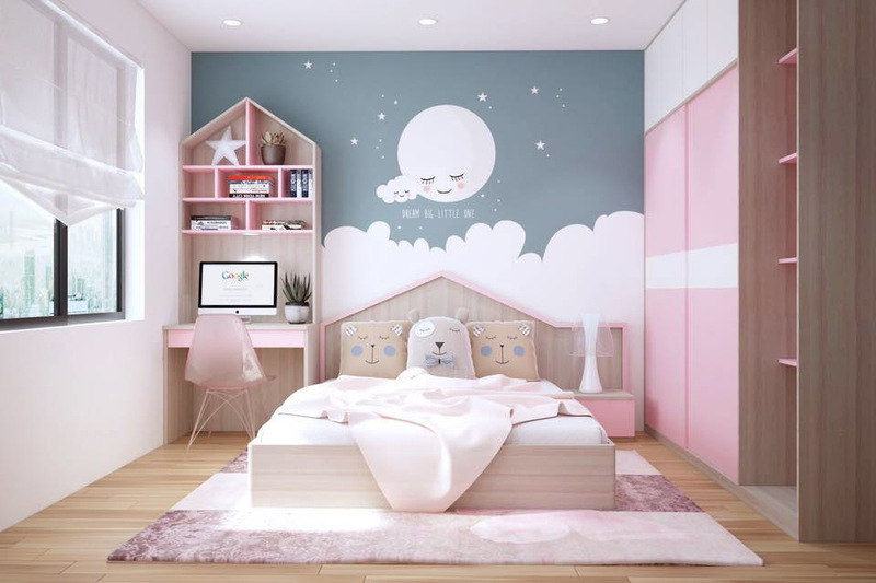 thiết kế phòng ngủ cho bé gái dễ thương
